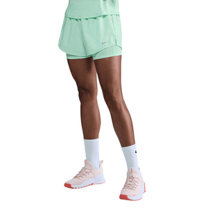 Nike Women's Dri-FIT Mid Rise 3 Inch 2 in 1 Shorts Mint Foam / Reflective Silver - achilles heel