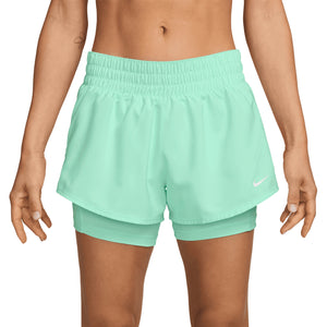 Nike Women's Dri-FIT Mid Rise 3 Inch 2 in 1 Shorts Mint Foam / Reflective Silver - achilles heel