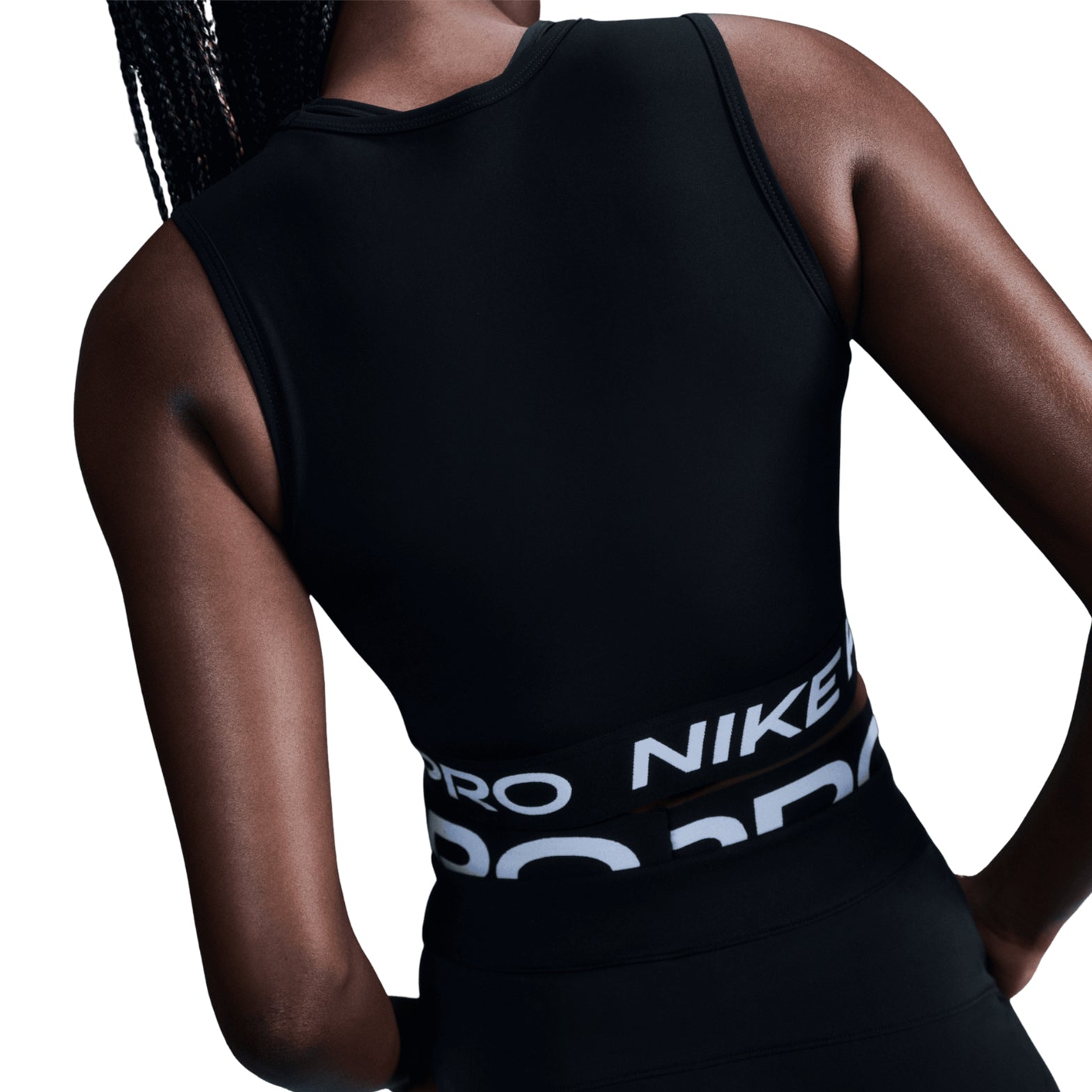 Nike Women's Pro Dri-FIT Cropped Tank Black / White - Achilles Heel