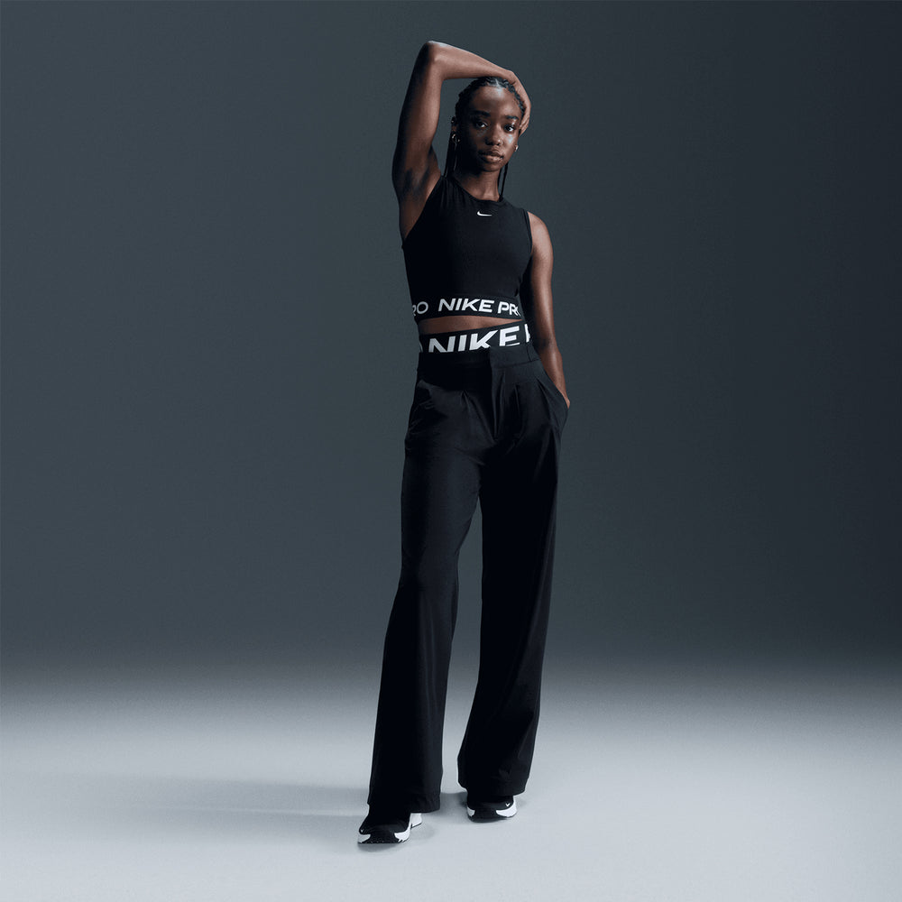 Nike Women's Pro Dri-FIT Cropped Tank Black / White - Achilles Heel