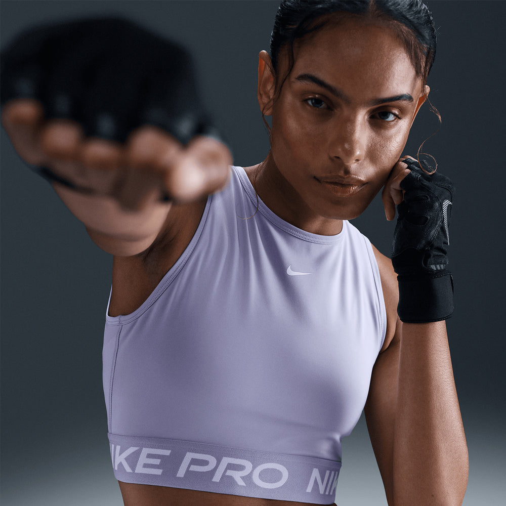 Nike Women's Pro Dri-FIT Cropped Tank Lilac Ice / White - achilles heel
