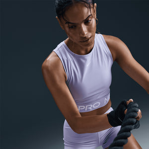 Nike Women's Pro Dri-FIT Cropped Tank Lilac Ice / White - achilles heel