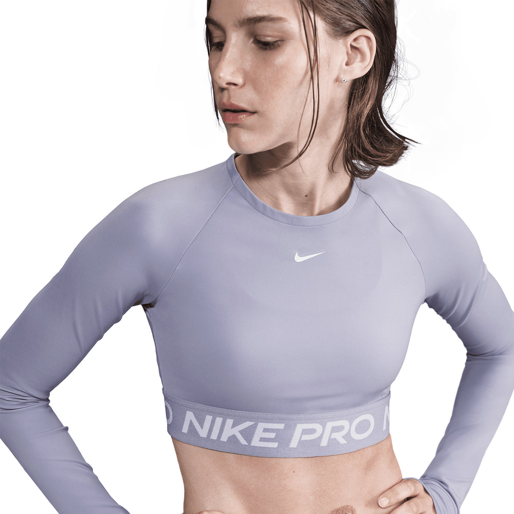 Nike Women's Pro Dri-FIT Cropped Top Lilac Ice / White - Achilles Heel