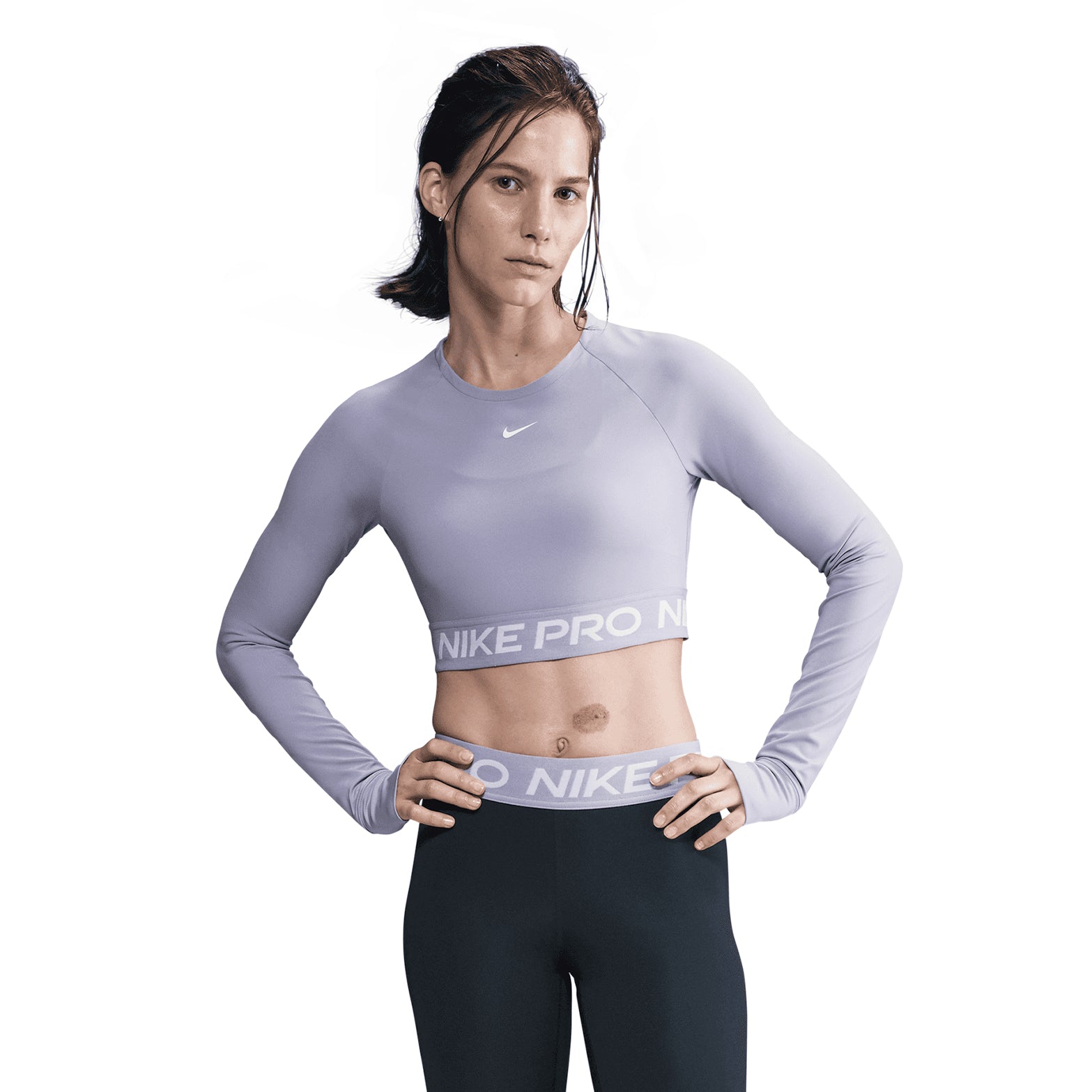 Women's Pro Dri-FIT Cropped Top Lilac Ice / White - Achilles Heel