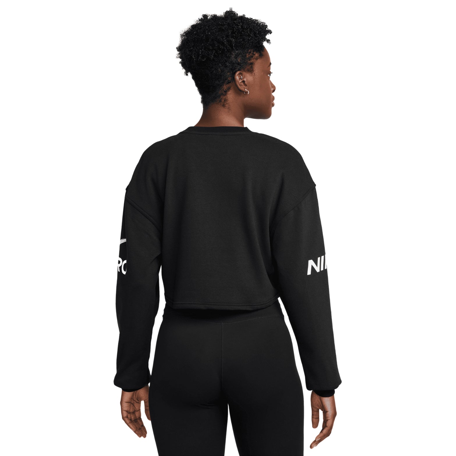 Women's Pro Dri-FIT Loose French Terry Crew Neck Sweatshirt Black / White - Achilles Heel