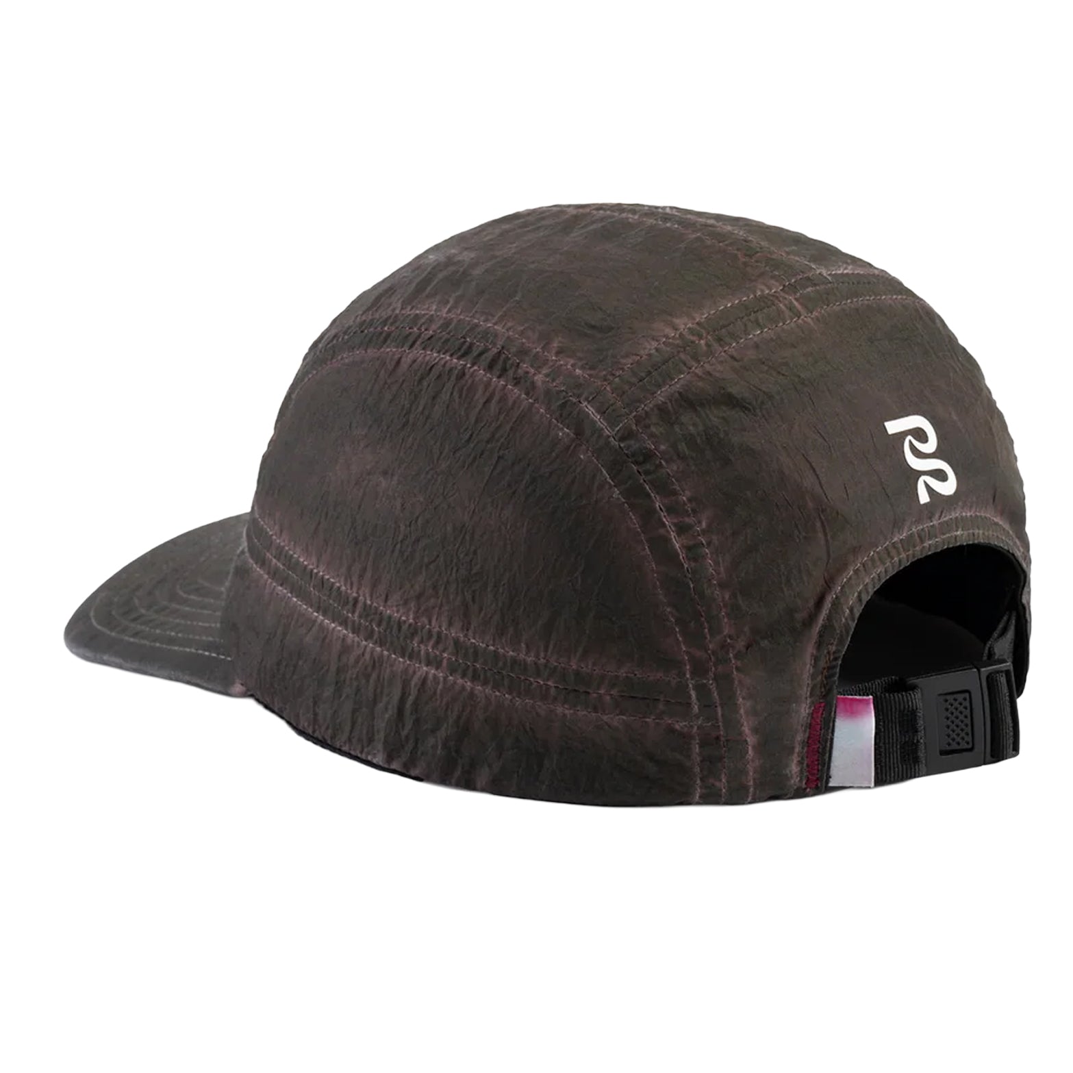 Bandit Nylon HumoFit Lunar Wash Run Hat Espresso side view showing lightweight silky nylon construction with branded taping for breathable running performance