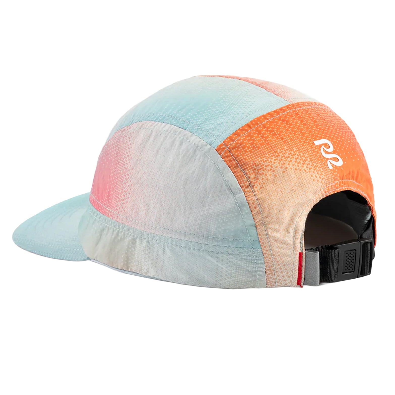 Bandit Nylon HumoFit Run Hat Poppy Multi side view showing lightweight silky nylon construction with branded taping for breathable running performance