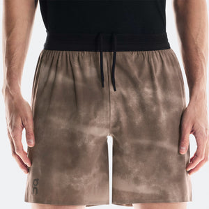 On Men's Performance 7 Inch Shorts AOP Cinder - achilles heel