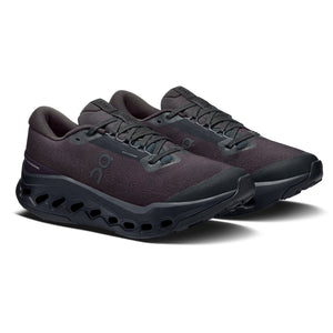 On Women's Cloudsurfer Trail 2 Waterproof Running Shoes Black / Black - achilles heel