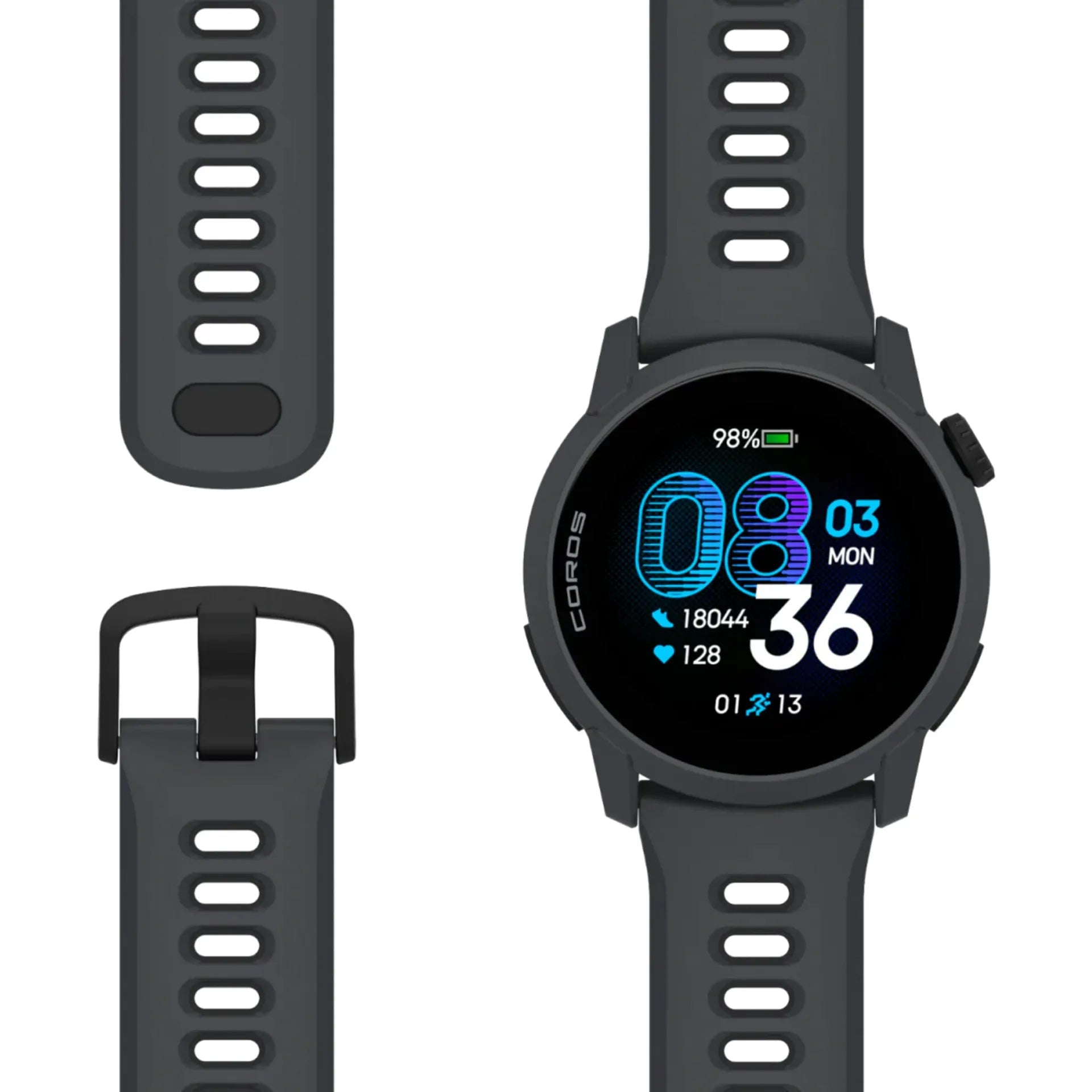Coros Pace 4 Silicone Strap GPS Sport Watch Black at Achilles Heel