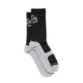 A pair of Portal Pattern Active Socks Black Beauty / Reflective featuring a black upper with a leaf pattern near the top and the word “PORSCHE” on the gray toe, designed for moisture control and all-day comfort.