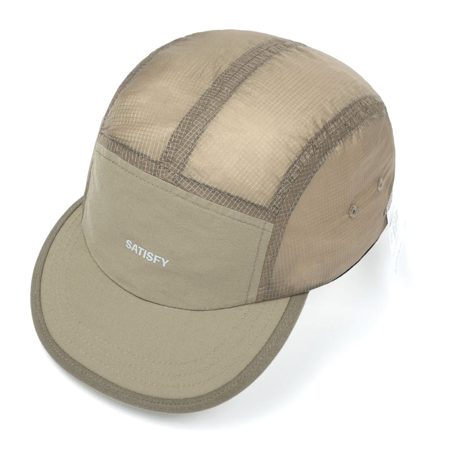 Satisfy Rippy Trail Cap Falcon side view showing 24-gram ultra-lightweight construction with Rippy ripstop crown and water-repellent fast-dry properties for trail running