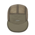Satisfy Rippy Trail Cap Shitake front view showing Rippy Italian ripstop crown with abrasion-resistant PeaceShell front panel and short sweat-resistant brim
