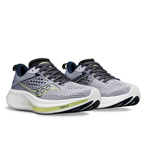 Saucony Women's Ride 17 Wide Fit Running Shoes Iris / Navy - achilles heel