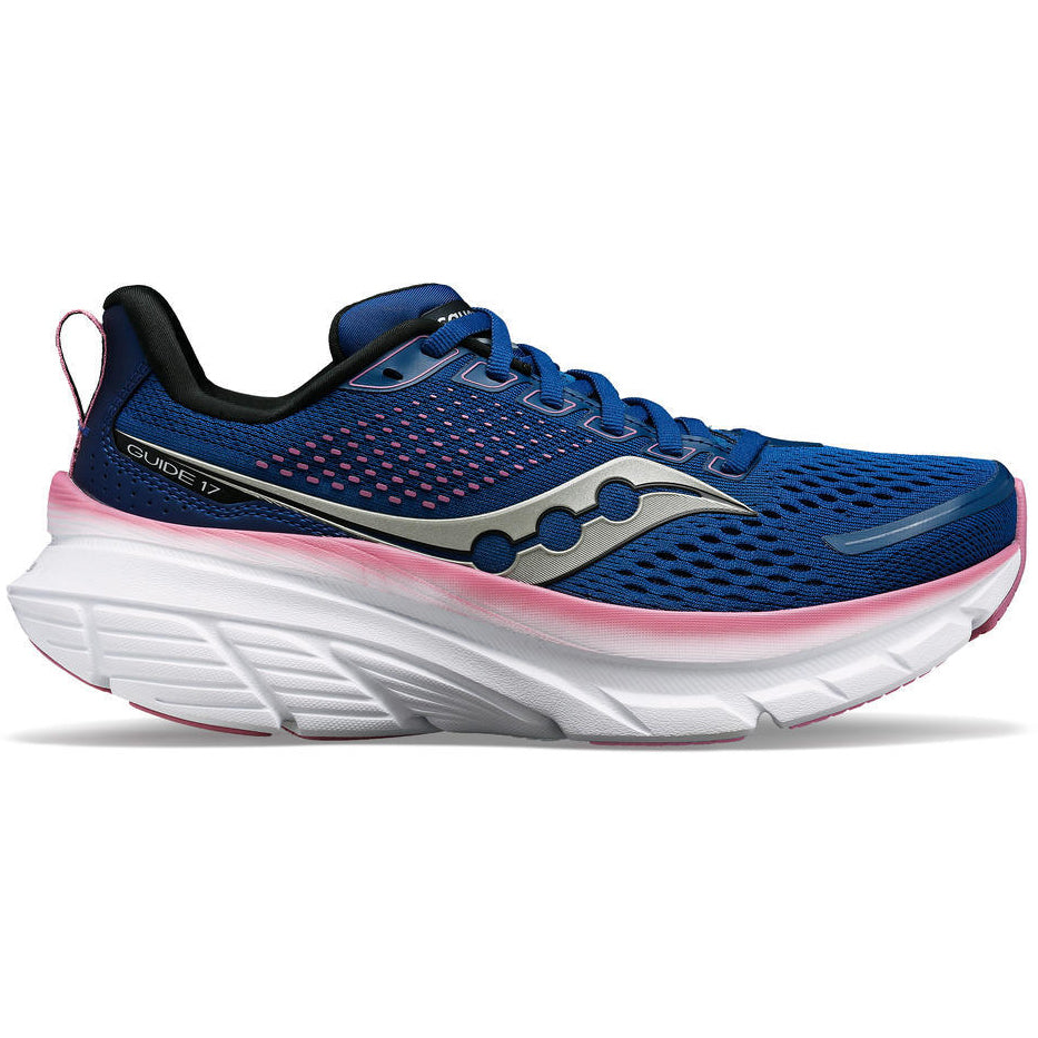 Saucony Women's Guide 17 Running Shoes Navy / Orchid - achilles heel