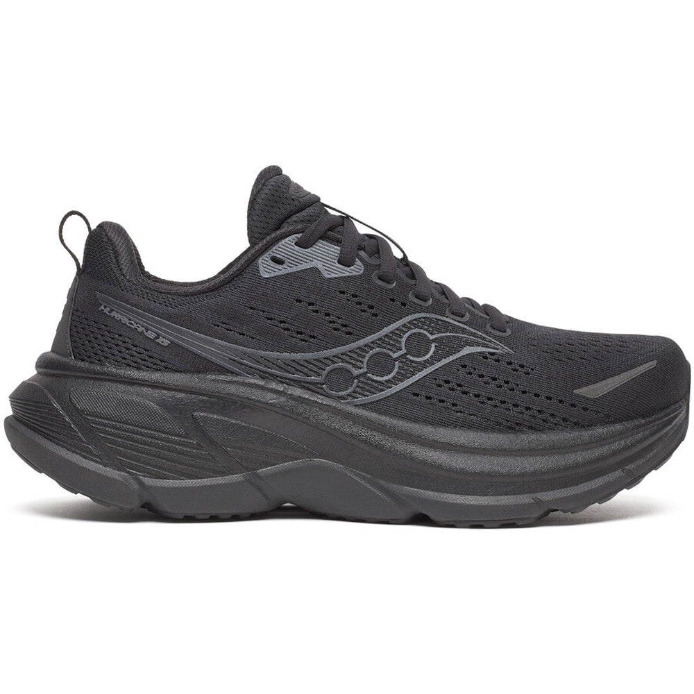 Saucony Women's Hurricane 25 Running Shoes Triple Black - achilles heel