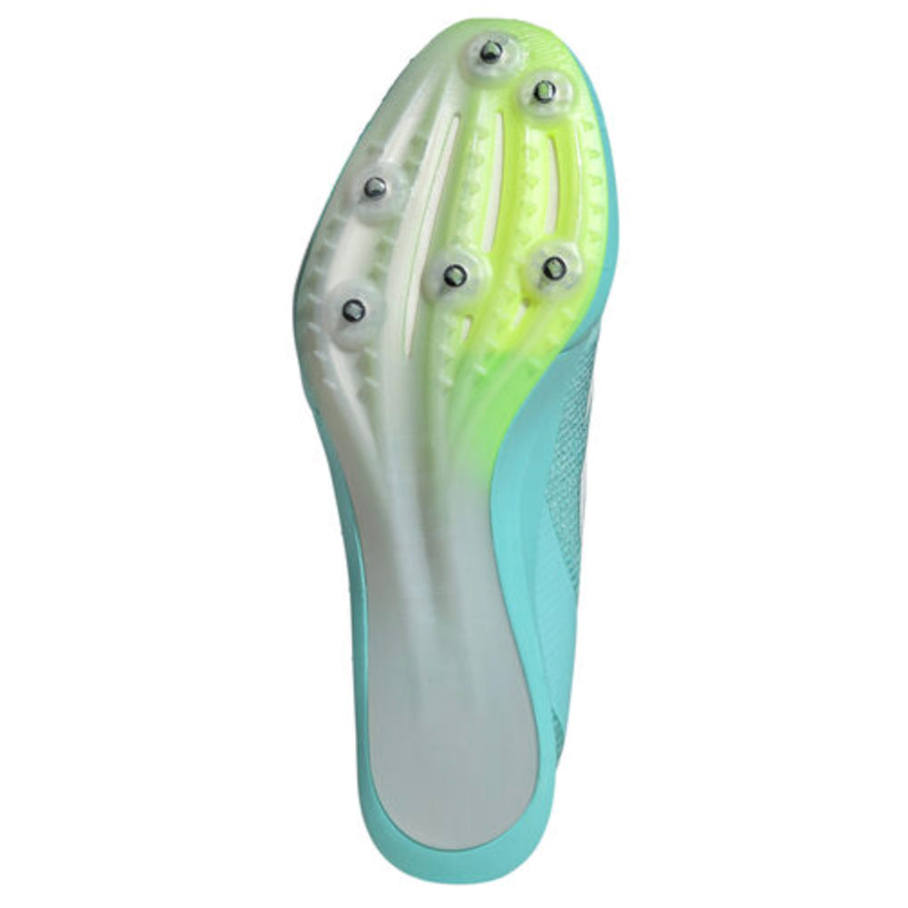 Adizero Finesse Running Spikes Flash Aqua / Zero Metalic / Lucid Lemon - achilles heel