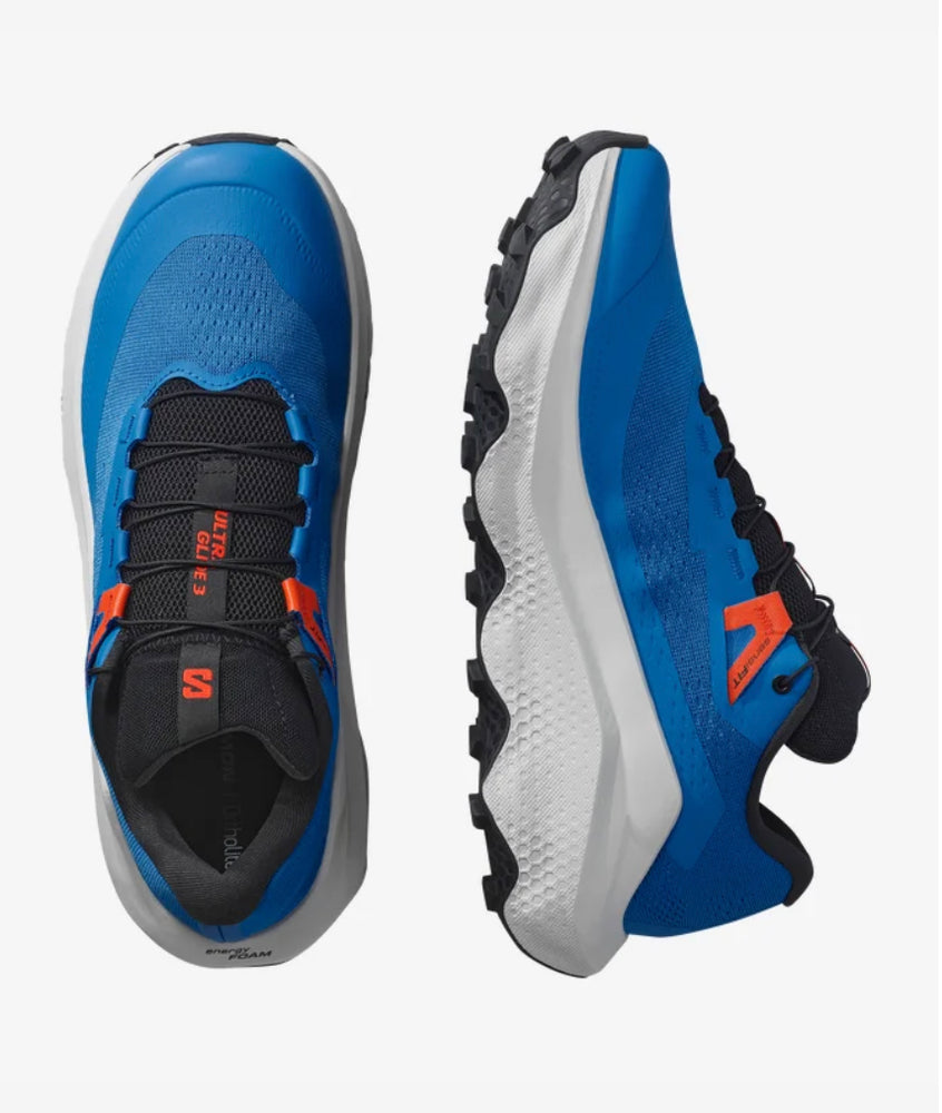 Salomon Men's Ultra Glide 3 Trail Running Shoes French Blue / Lunar Rock / Cherry Tomato - achilles heel