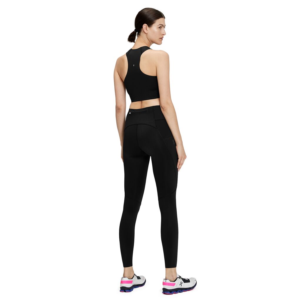 On Women's Race Crop Black / Shadow - Achilles Heel