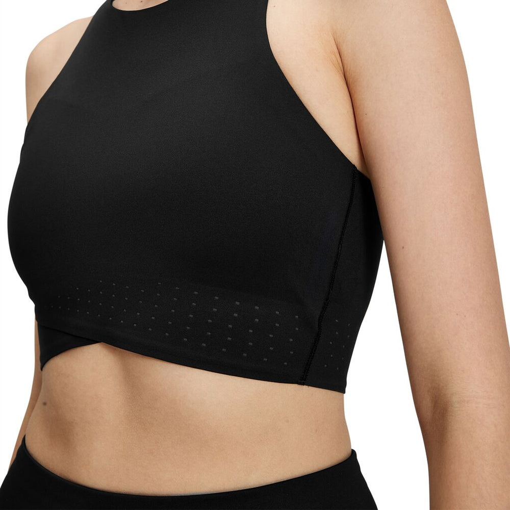 On Women's Race Crop Black / Shadow - achilles heel