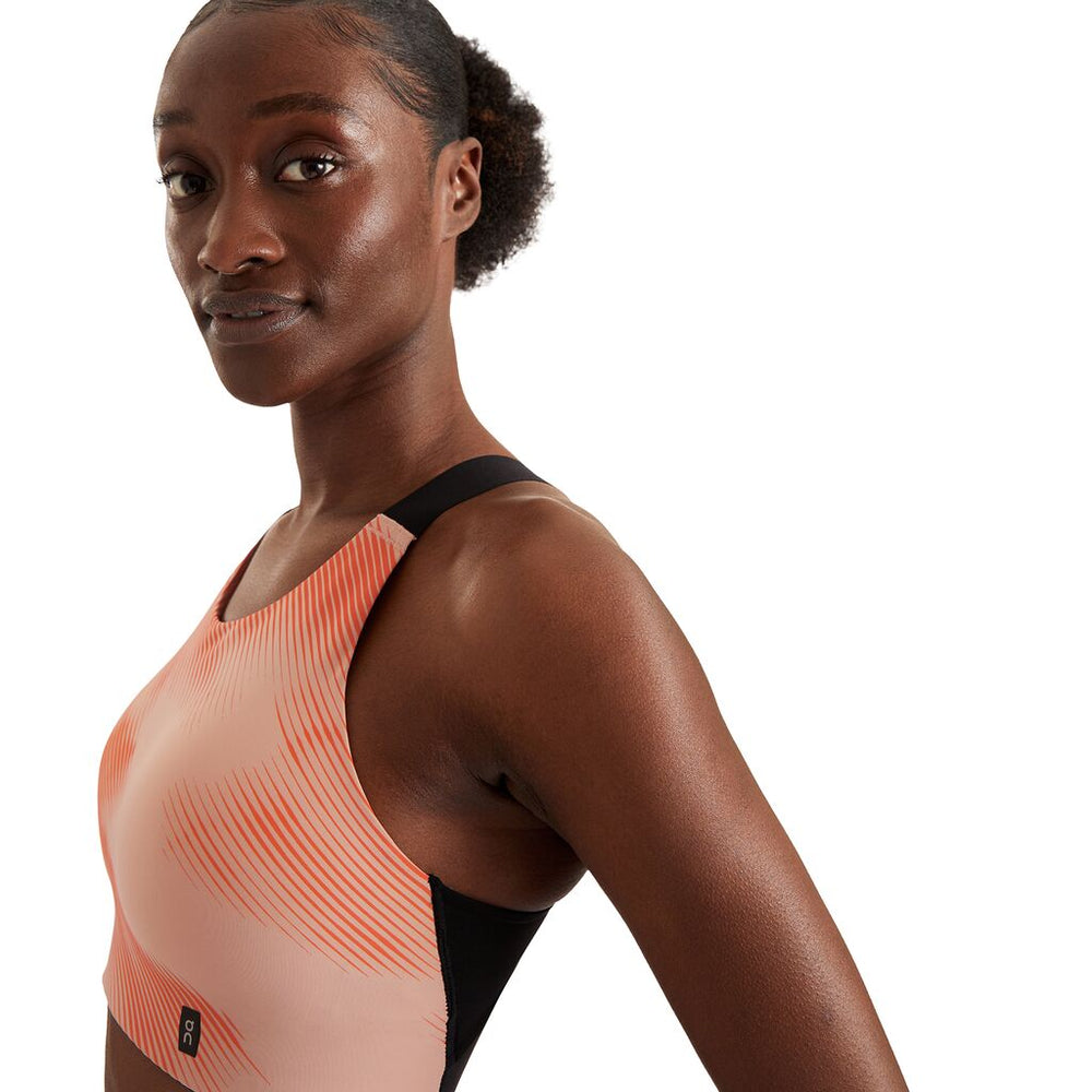 On Women's Performance Bra Lumos Woodrose / Black - achilles heel