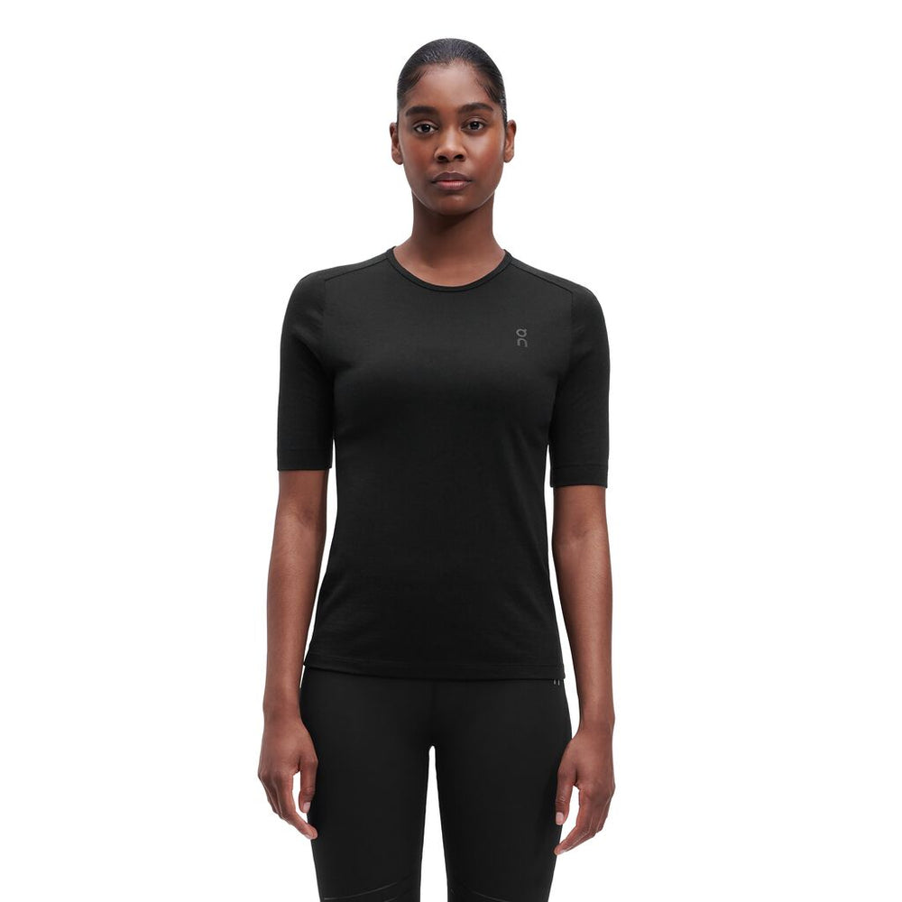 On Women's Merino Tee Black - achilles heel