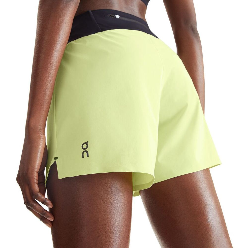 On Women's 5 Inch Running Shorts Hay / Black - achilles heel