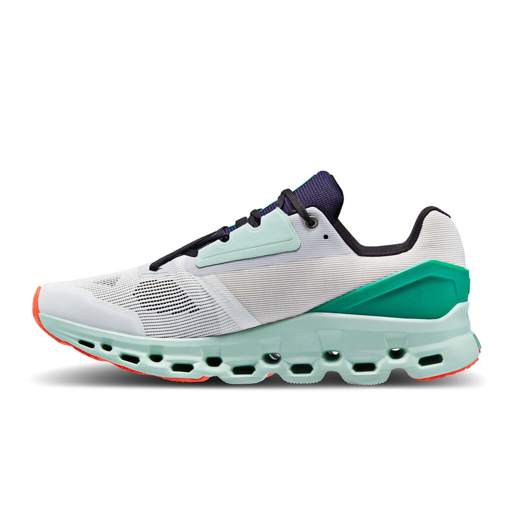 On Men's Cloudstratus 3 Running Shoes Undyed-White / Creek - achilles heel