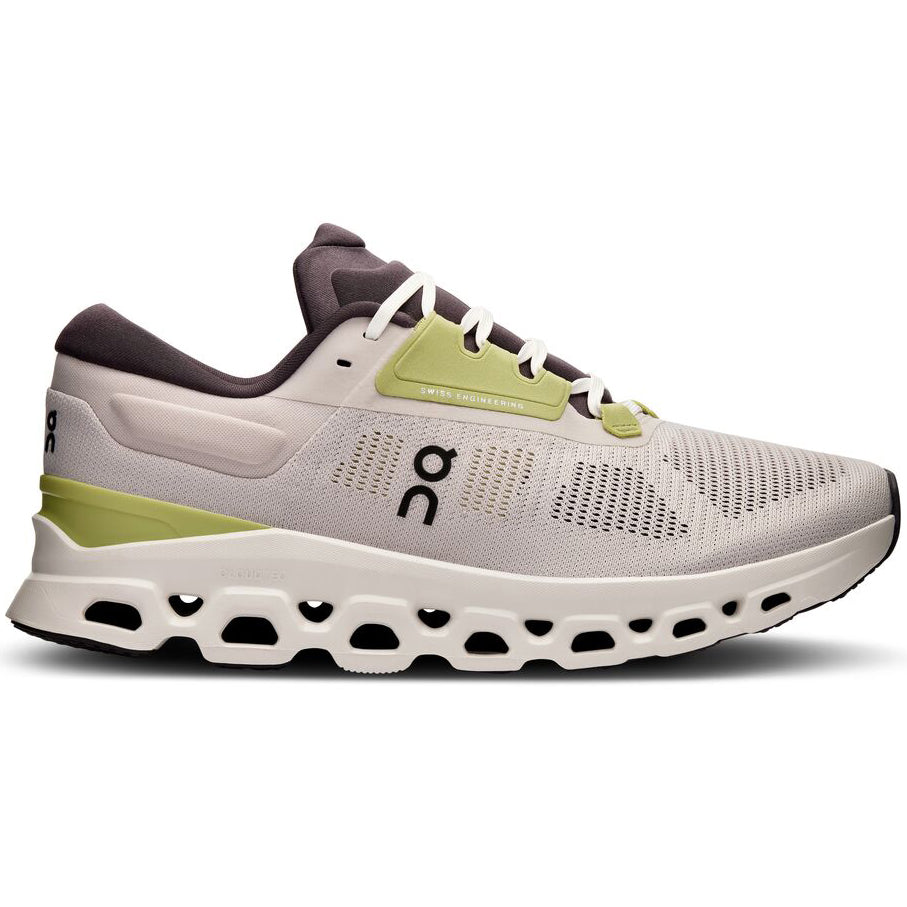 On Men's Cloudstratus 3 Running Shoes Pearl / Ivory - achilles heel