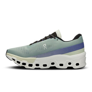 On Men's Cloudmonster 2 Running Shoes Mineral / Aloe - achilles heel