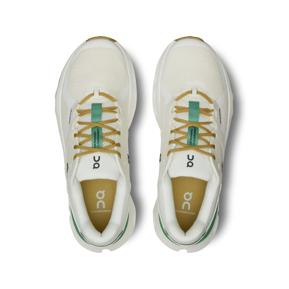 On Men's Cloudrunner 2 Running Shoes White / Green - achilles heel