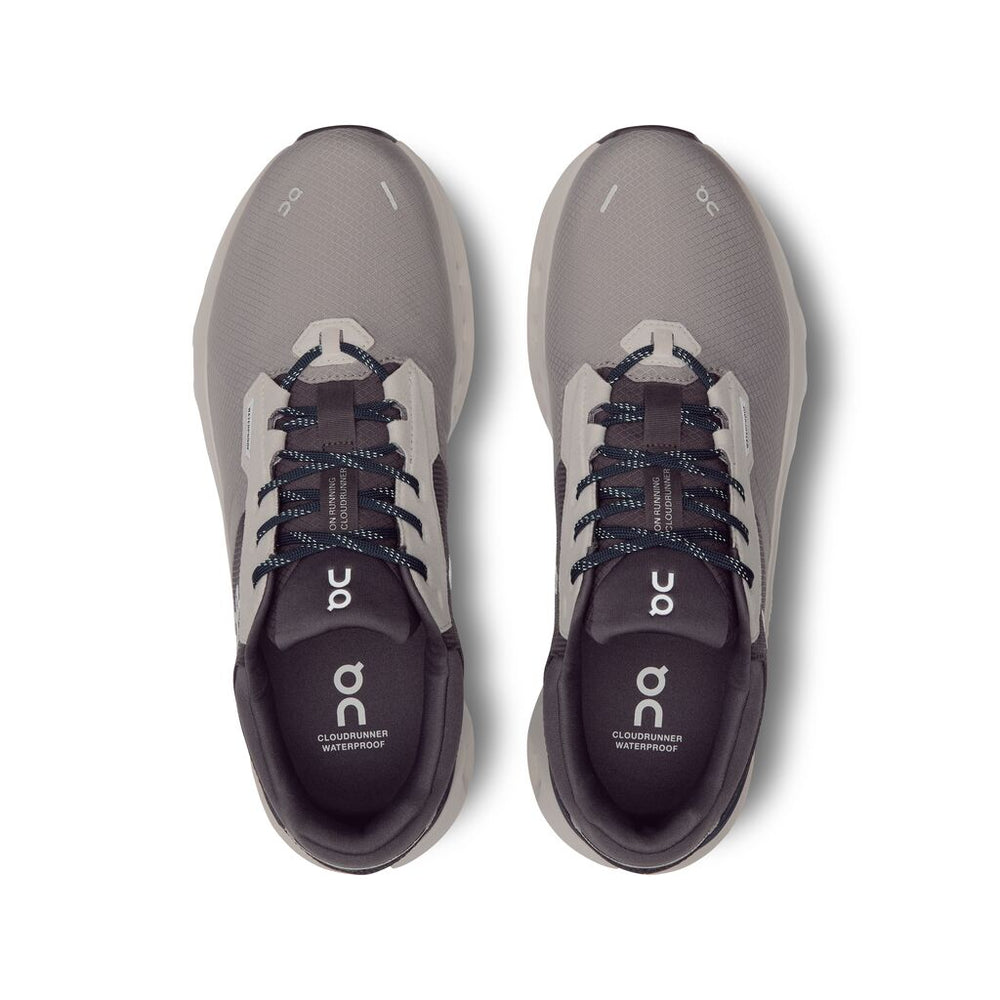 On Men's Cloudrunner 2 Waterproof Running Shoes Zinc / Midnight - achilles heel