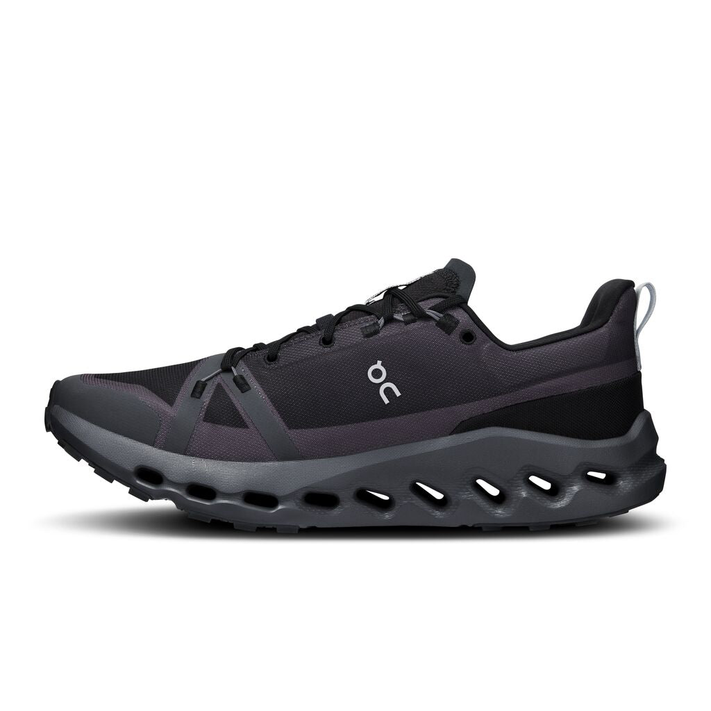 On Men's Cloudsurfer Trail Waterproof Running Shoes Black / Eclipse - Achilles Heel