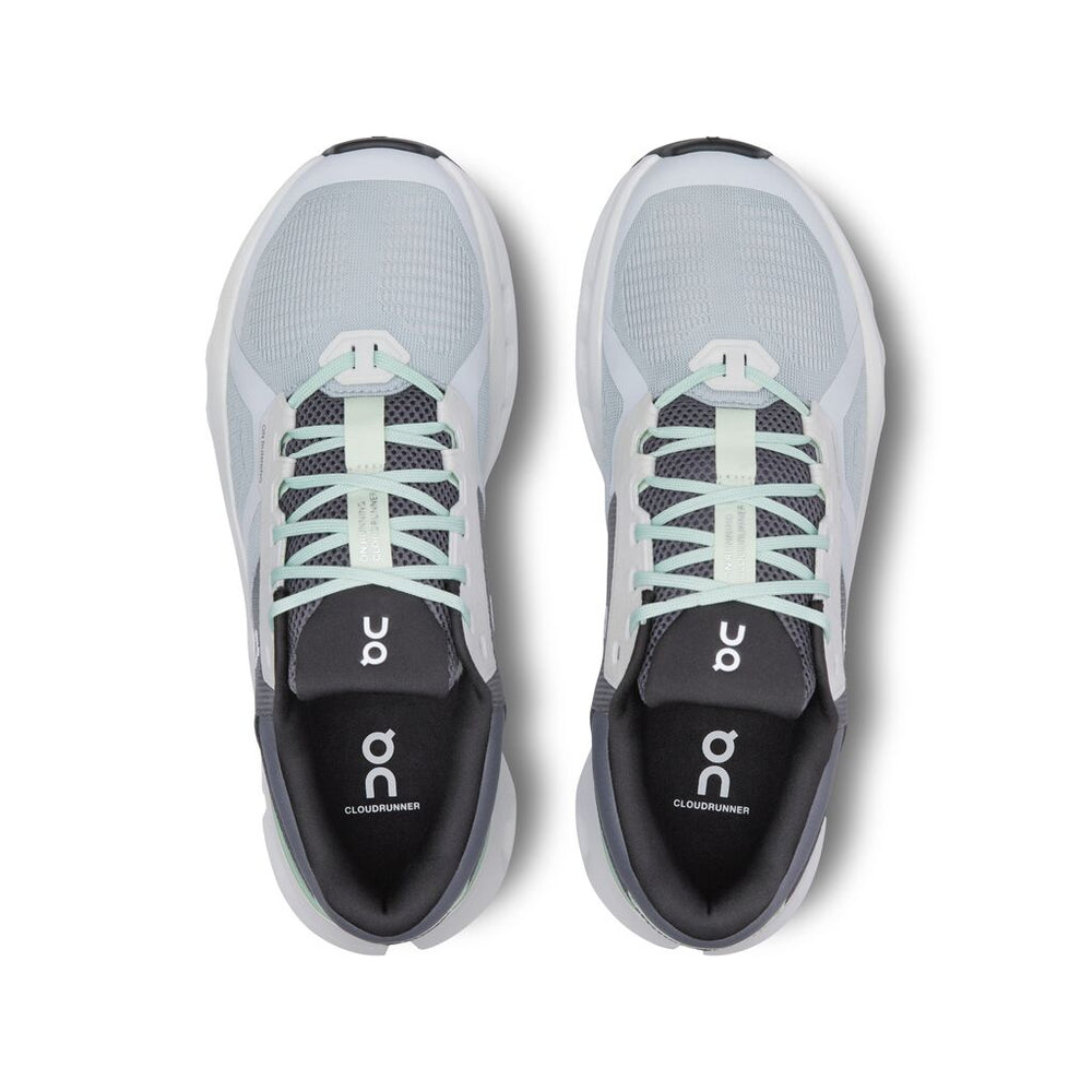 On Men's Cloudrunner 2 Wide Fit Running Shoes Glacier / Sage - achilles heel
