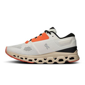 On Women's Cloudstratus 3 Running Shoes Undyed-White / Sand - achilles heel