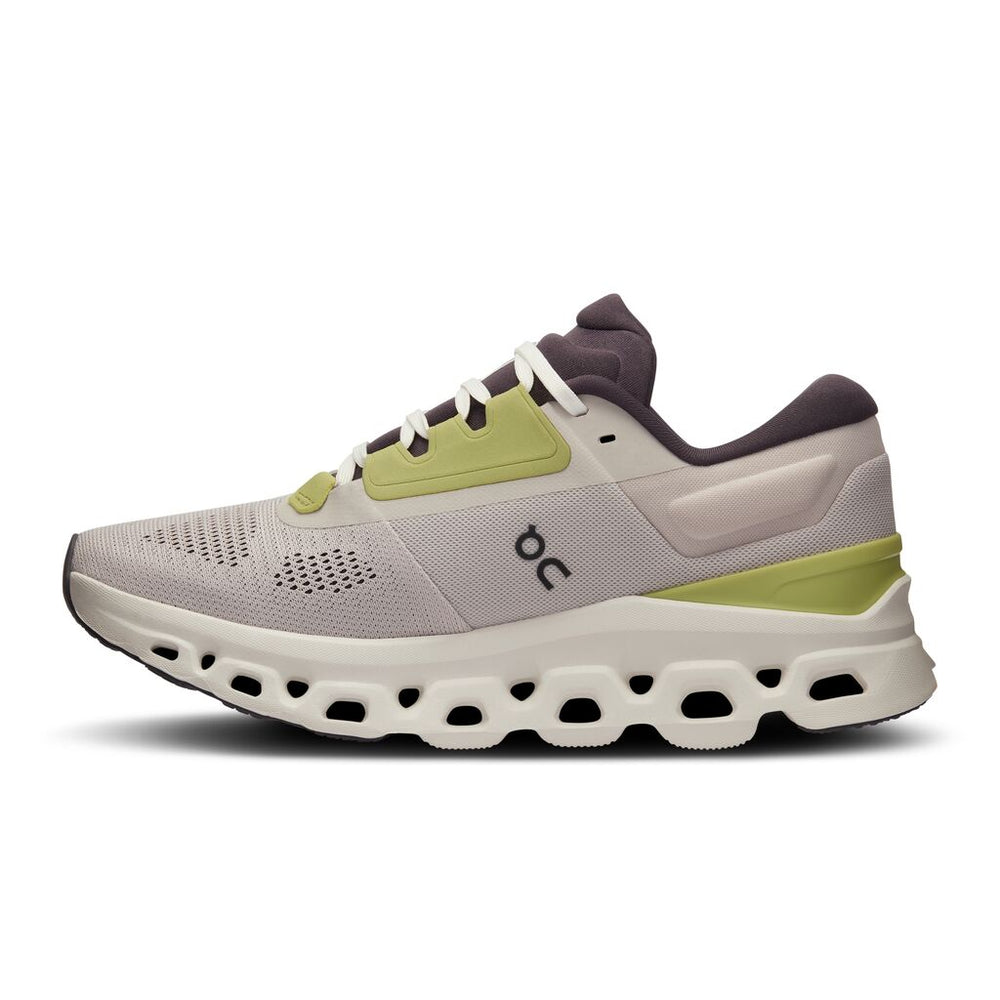 On Men's Cloudstratus 3 Running Shoes Pearl / Ivory - achilles heel