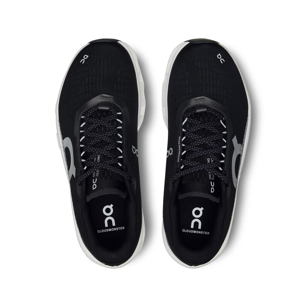 On Women's Cloudmonster 2 Running Shoes Black / Frost - Achilles Heel