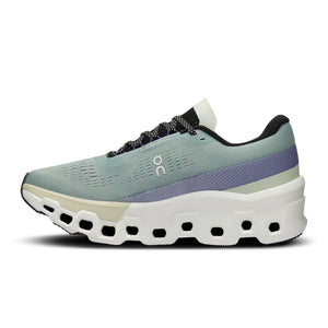 On Women's Cloudmonster 2 Running Shoes Mineral / Aloe - achilles heel
