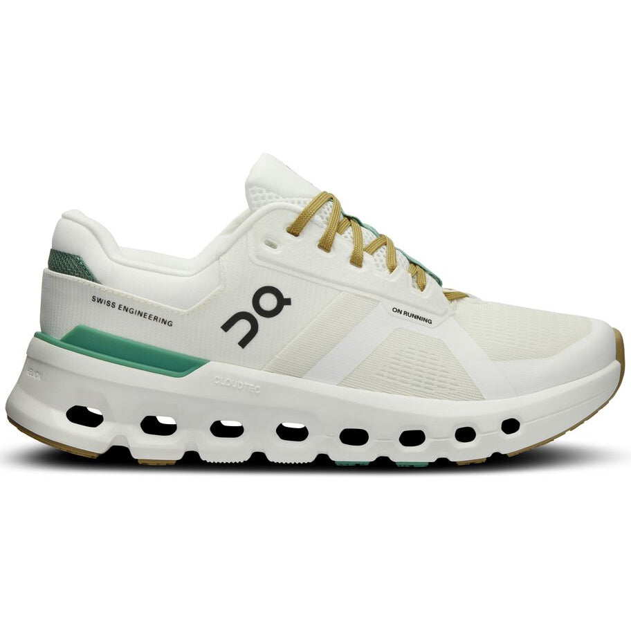 On Women's Cloudrunner 2 Running Shoes White / Green - Achilles Heel