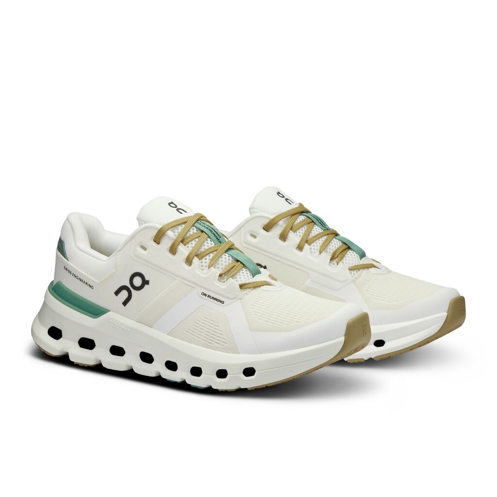 On Women's Cloudrunner 2 Running Shoes White / Green - Achilles Heel