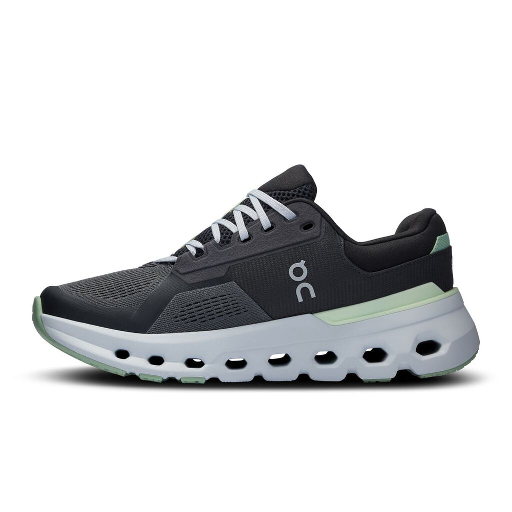 On Women's Cloudrunner 2 Wide Fit Running Shoes Shadow / Lima - achilles heel