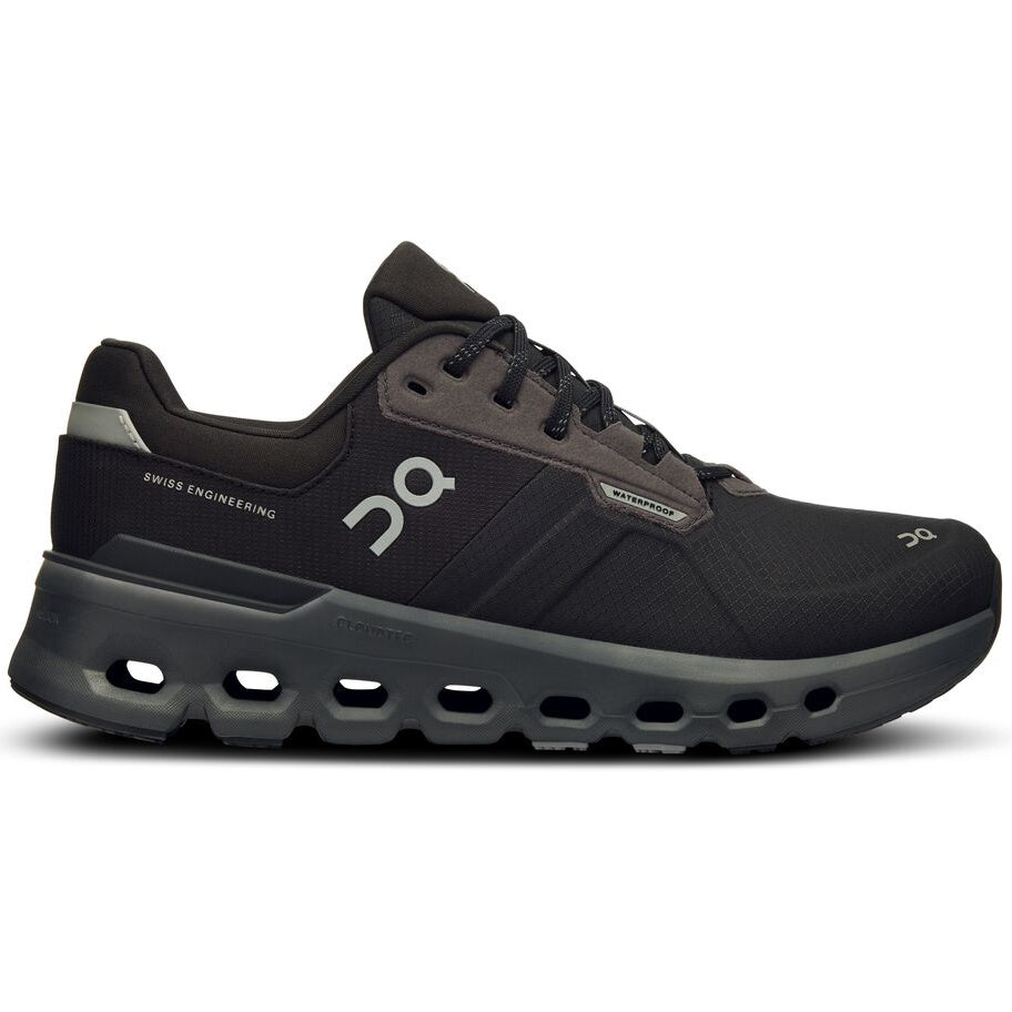 On Women's Cloudrunner 2 Waterproof Running Shoes Magnet / Black - achilles heel