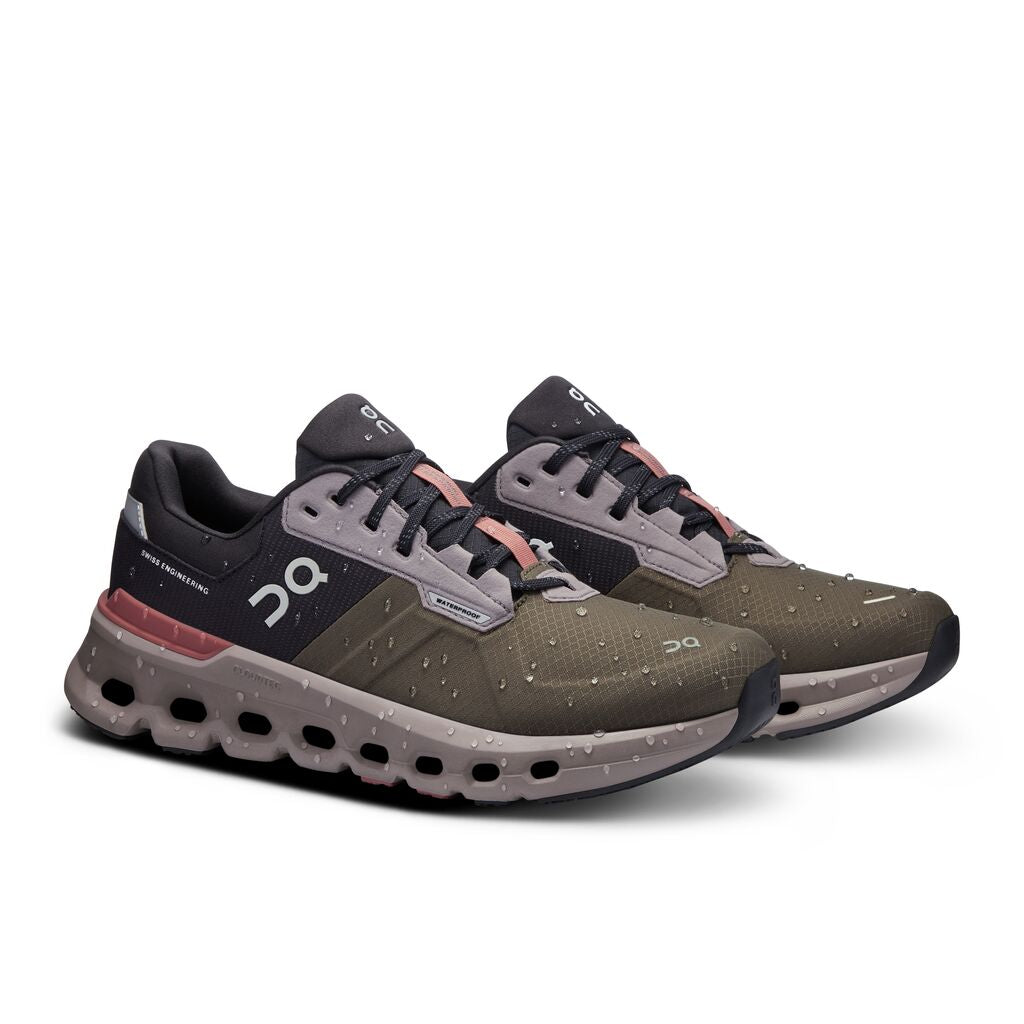 On Women's Cloudrunner 2 Waterproof Running Shoes Olive / Mahogany - Achilles Heel
