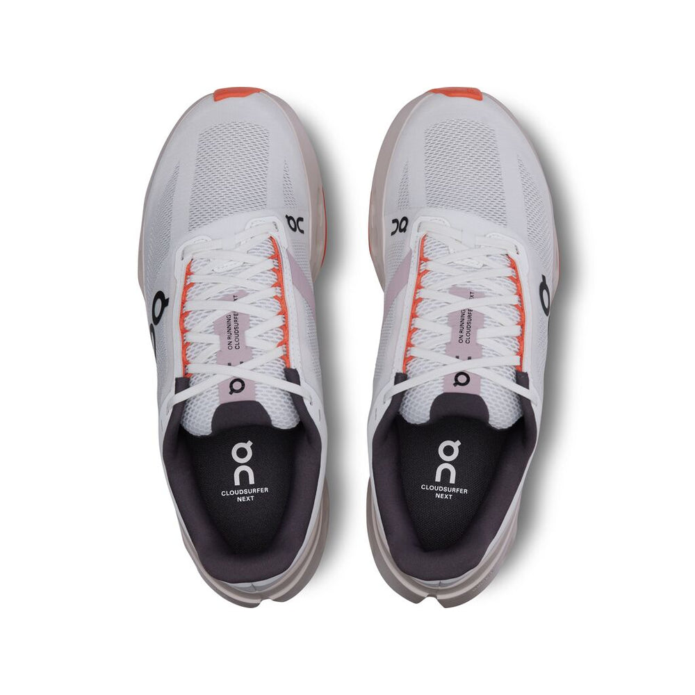 On Women's Cloudsurfer Next Running Shoes White / Flame - achilles heel