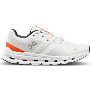 On Men's Cloudrunner Running Shoes Undyed-White / Flame - achilles heel