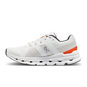 On Men's Cloudrunner Running Shoes Undyed-White / Flame - achilles heel
