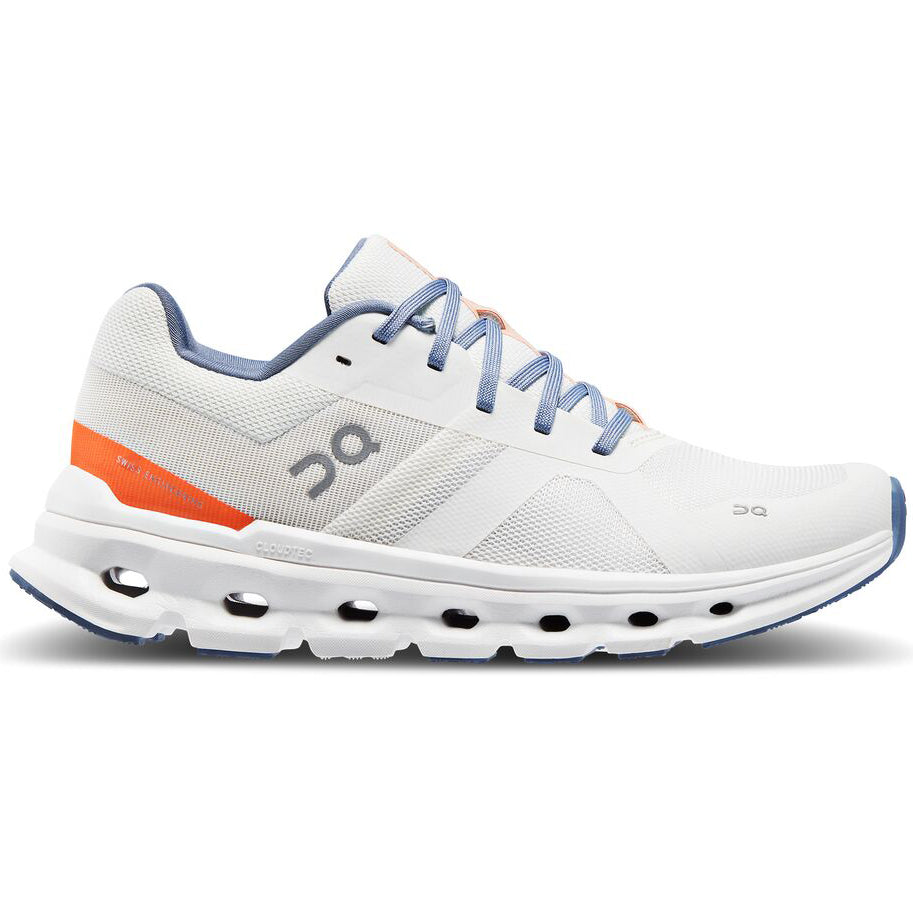 On Women's Cloudrunner Running Shoes Undyed-White / Flame - achilles heel