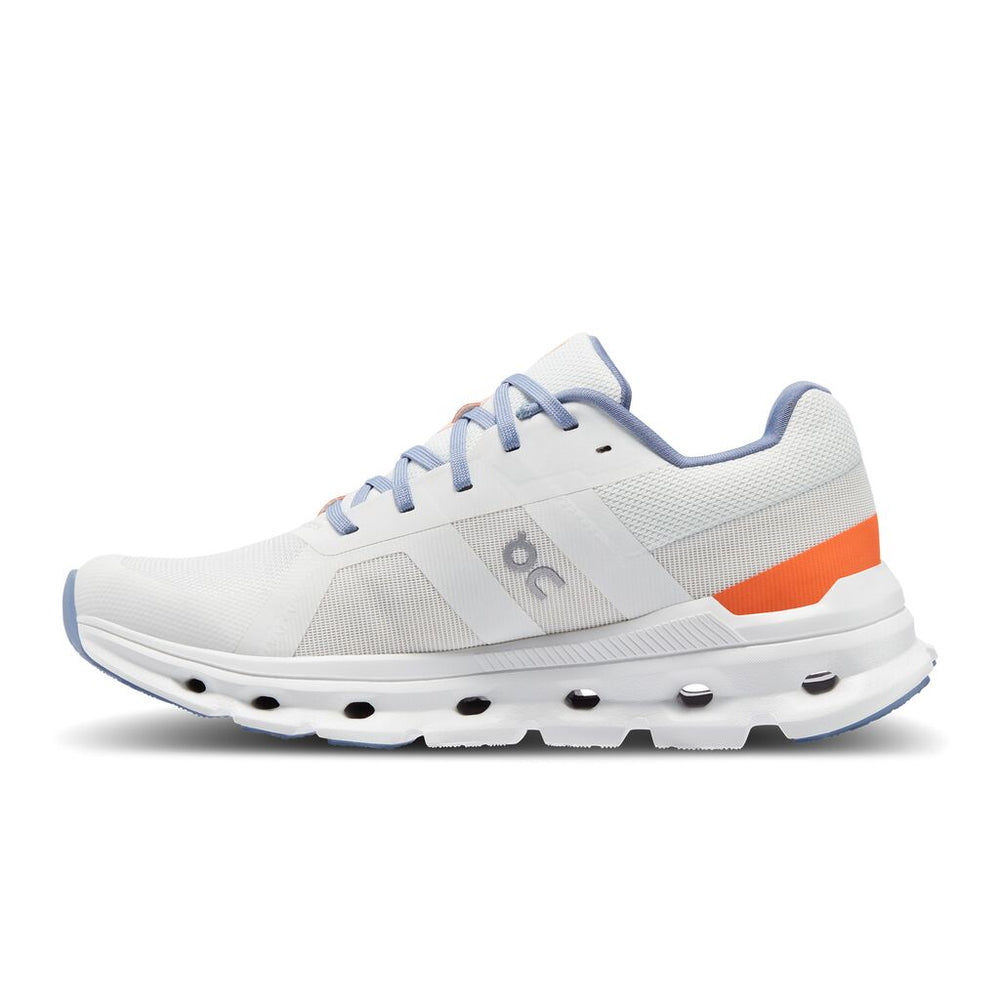 On Women's Cloudrunner Running Shoes Undyed-White / Flame - achilles heel