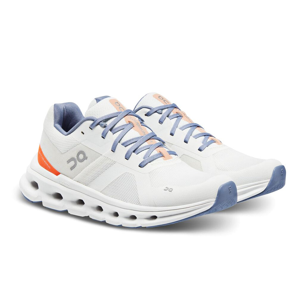 On Women's Cloudrunner Running Shoes Undyed-White / Flame - achilles heel