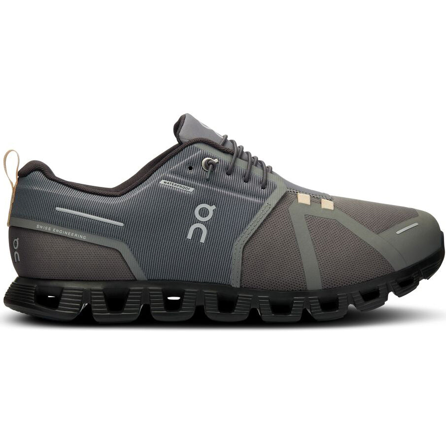 On Men's Cloud 5 Waterproof Running Shoes Asphalt / Magnet - achilles heel